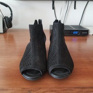 Earth Origins Suede Peep Toe Bootie, 8 1/2